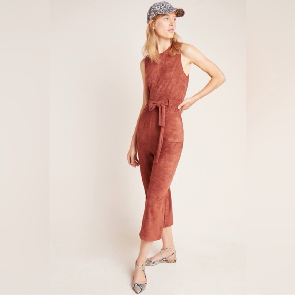 Anthropologie Brown Suede Jumpsuit
